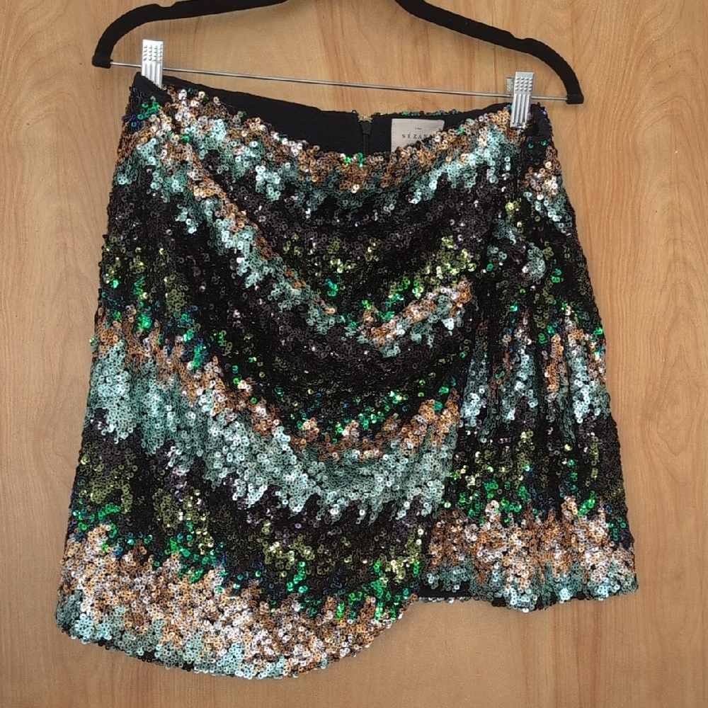 Sezane Pacome Sequin Wrap Skirt NWT